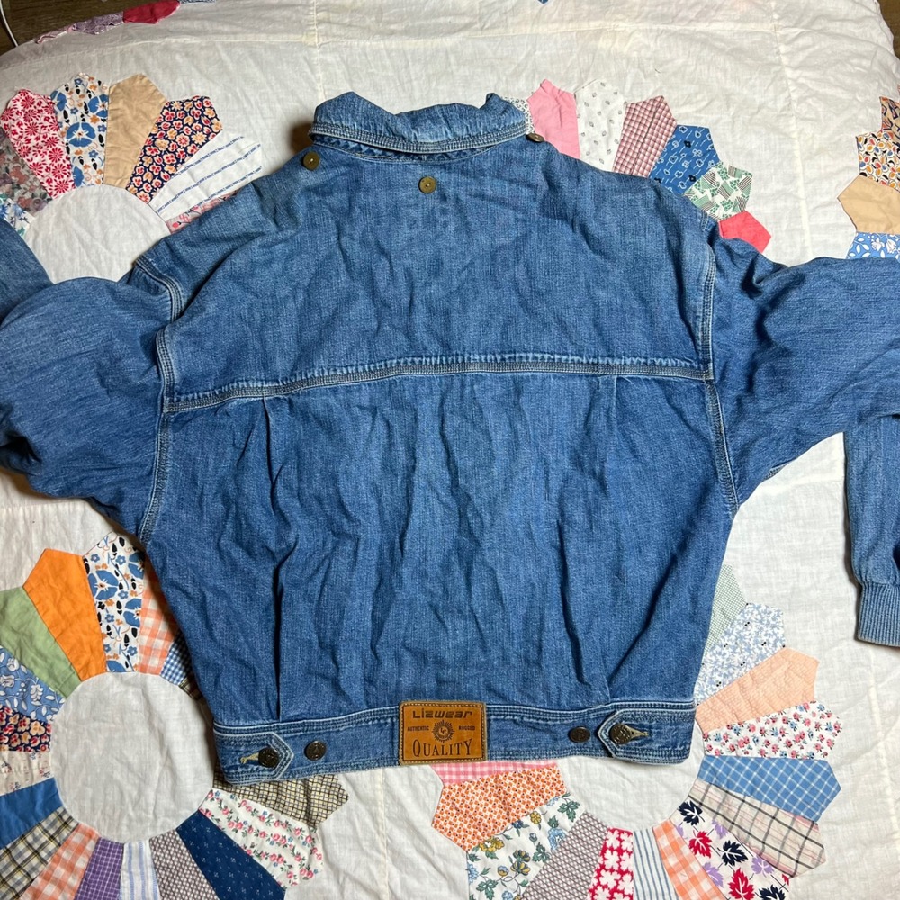 Lizwear Vintage 90s Denim Trucker Jacket Medium Wash‎ Cropped Bomber Womens M - Picture 3 of 5